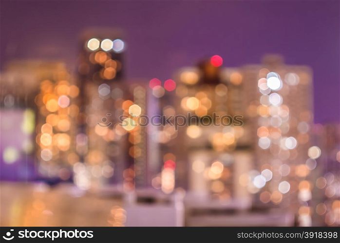 Blur bokeh background of city at night,Bangkok Thailand
