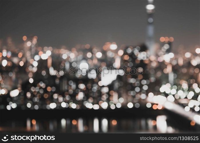 Blur city light background abstract with defocused bokeh lights.