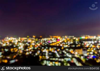 Blur colorful bokeh night city landscape background