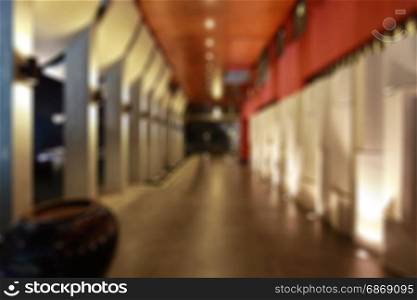 blur image of corridor or building hallway at night for background