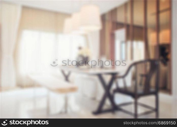 blur image of modern dining room interior.