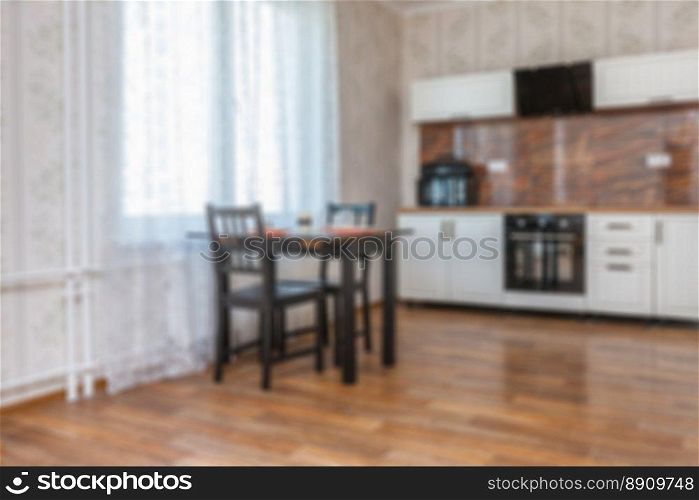 Blur image of modern Kitchen Room interior. Kitchen Room background.  Kitchen Room background