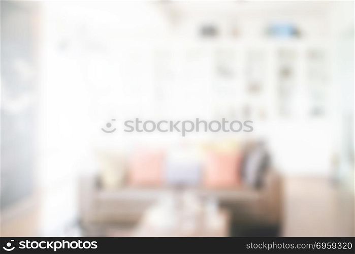 blur image of modern living room interior with luxury sofa