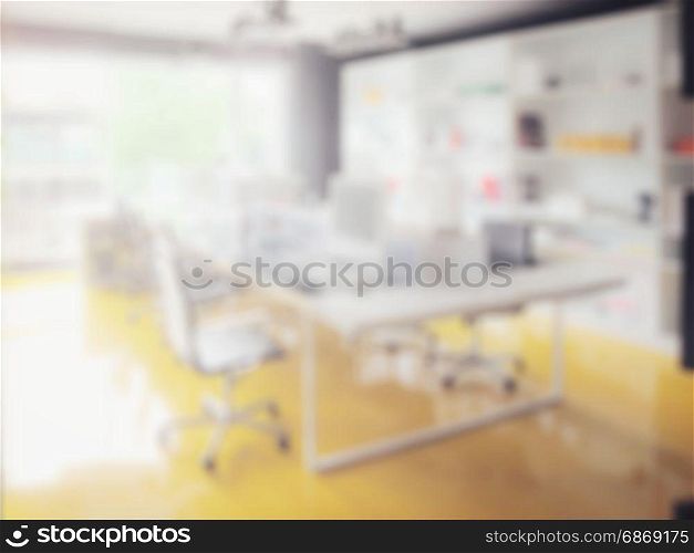 blur image of modern working room interior