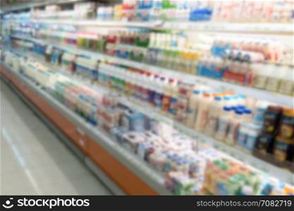 Blur image of shopping refreshment or shelf of drink for use as business background