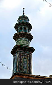 blur in iran and old antique mosque minaret religion persian architecture