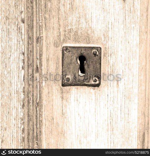 blur in iran antique door entrance and decorative handle for background