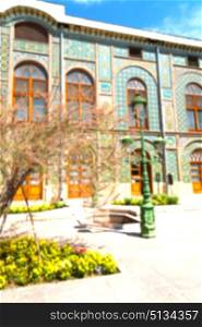 blur in iran antique palace golestan gate and garden old eritage and historical place