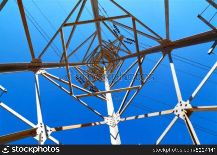 blur in iran electrical pylon in the clear sky energy and generation danger structure