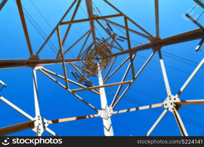 blur in iran electrical pylon in the clear sky energy and generation danger structure