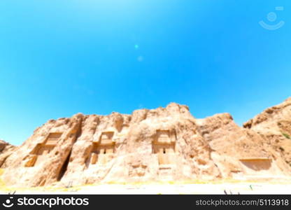 blur in iran near persepolis the old ruins historical destination monuments and mountain