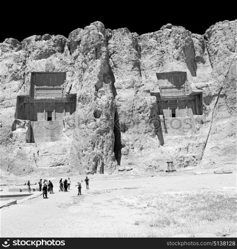 blur in iran near persepolis the old ruins historical destination monuments and mountain