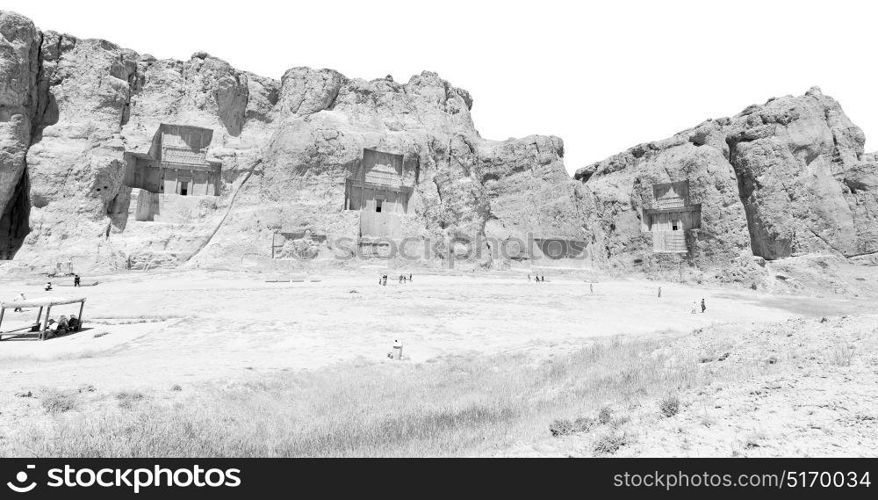 blur in iran near persepolis the old ruins historical destination monuments and mountain