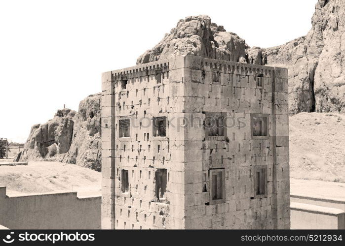 blur in iran near persepolis the old ruins historical destination monuments and mountain