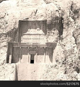 blur in iran near persepolis the old ruins historical destination monuments and mountain