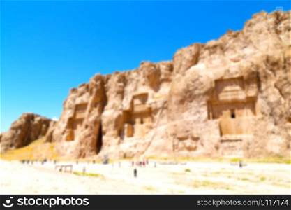 blur in iran near persepolis the old ruins historical destination monuments and ruin