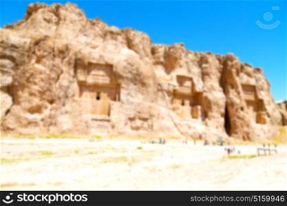 blur in iran near persepolis the old ruins historical destination monuments and ruin