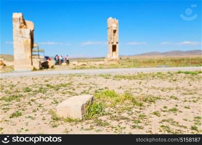 blur in iran pasargad the old construction temple and grave column