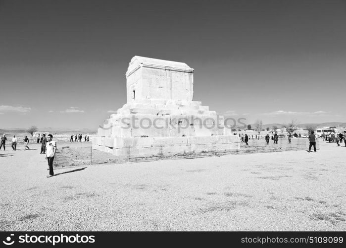 blur in iran pasargad the old construction temple and grave column blur