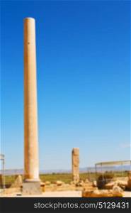 blur in iran pasargad the old construction temple and grave column blur
