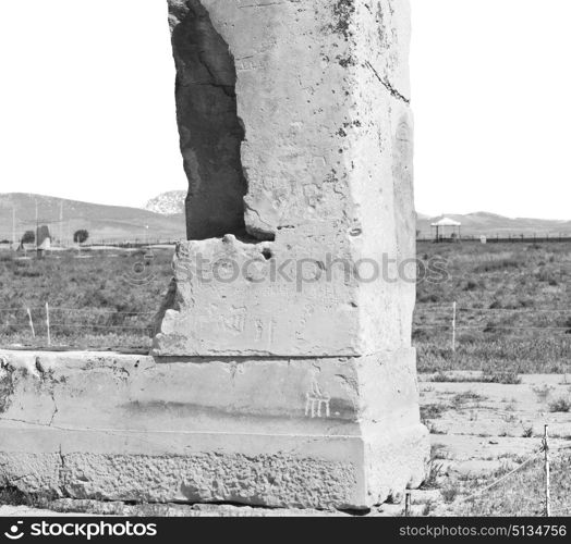 blur in iran pasargad the old construction temple and grave column blur