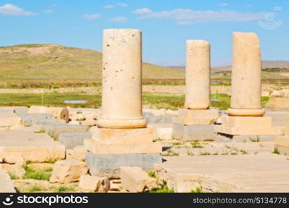 blur in iran pasargad the old construction temple and grave column blur