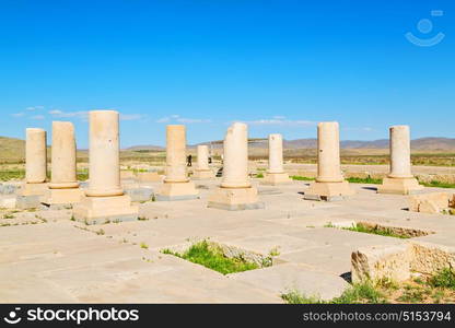 blur in iran pasargad the old construction temple and grave column blur