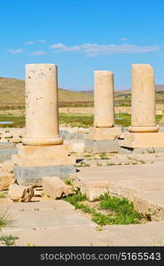 blur in iran pasargad the old construction temple and grave column blur