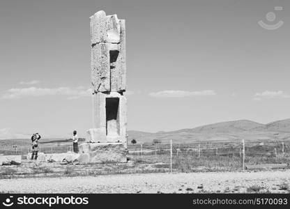 blur in iran pasargad the old construction temple and grave column blur