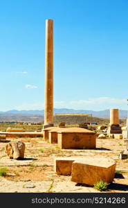 blur in iran pasargad the old construction temple and grave column blur