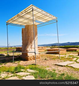 blur in iran pasargad the old construction temple and grave column blur