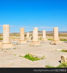 blur in iran pasargad the old construction temple and grave column blur