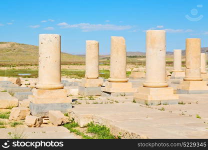 blur in iran pasargad the old construction temple and grave column blur