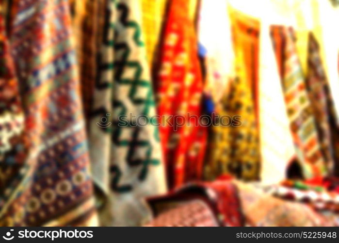 blur in iran scarf in a market texture abstract of colors and bazaar accessory