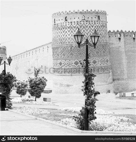 blur in iran shiraz the old castle city defensive architecture near a garden