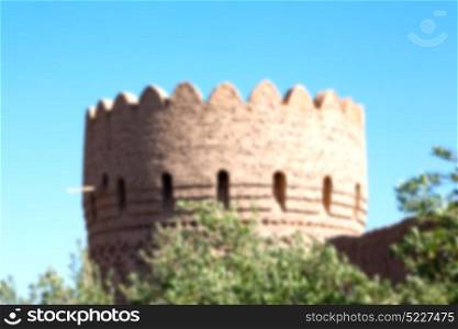 blur in iran shiraz the old castle city defensive architecture near a garden