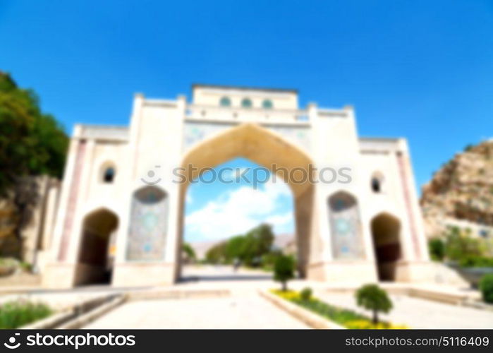 blur in iran shiraz the old gate arch historic entrance for the old city and nature flower