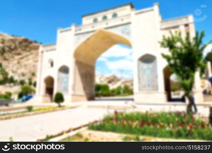 blur in iran shiraz the old gate arch historic entrance for the old city and nature flower