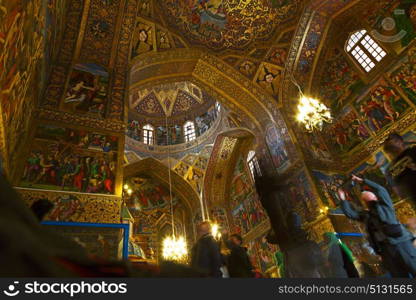 blur in iran the old cathedral and traditional gold wall painted