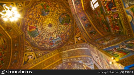 blur in iran the old cathedral and traditional gold wall painted