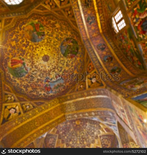 blur in iran the old cathedral and traditional gold wall painted