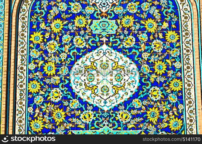 blur in iran the old decorative flower tiles from antique mosque like background