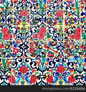 blur in iran the old decorative flower tiles from antique mosque like background