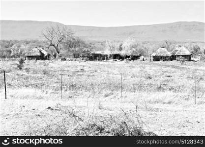 blur in lesotho malealea street village near courtyard and coultivation field