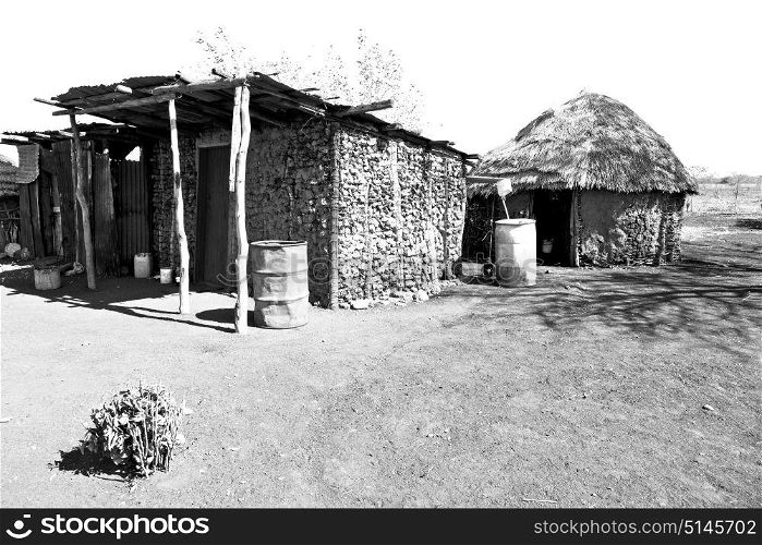 blur in lesotho malealea street village near courtyard and coultivation field