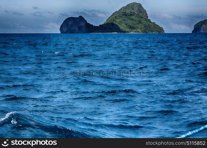 blur in philippines a view from boat and the pacific ocean islands background