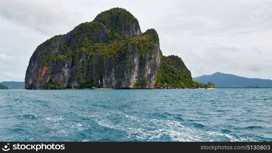 blur in philippines a view from boat and the pacific ocean islands background