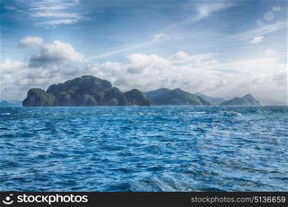 blur in philippines a view from boat and the pacific ocean islands background