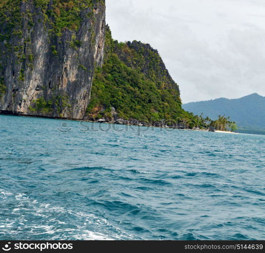 blur in philippines a view from boat and the pacific ocean islands background