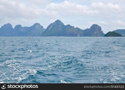 blur in philippines a view from boat and the pacific ocean islands background